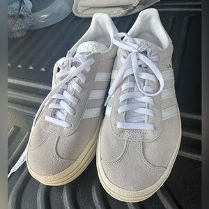 Adidas Gazelle Gray and White Womens Sneakers